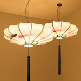 新中式吊灯创意手绘灯笼复古餐厅茶楼会所布艺吊灯中国风客厅灯具