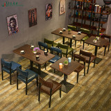 复古咖啡厅桌椅 西餐厅 小吃餐饮店 甜品店奶茶店桌椅组合 咖啡桌