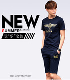 特价短袖夏季青少年衣服圆领潮流体恤衫学生韩版套休闲运动套装