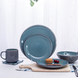 西餐餐具北欧式碗碟套装碗盘汤碗水杯子陶瓷牛排盘子菜盘圆形创意