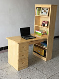 纯实木书桌转角电脑桌台式松木书桌书柜组合简约儿童学习桌带书架