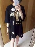 韩国代购boy london夏季新款恶搞大飞鹰宽松中长圆领短袖T恤男女