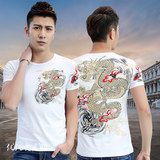 【天天特价】青年个性棉t恤男装短袖圆领霸气潮印花中国风龙图案