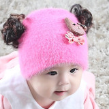 新生儿假发帽0-3-6-12个月宝宝帽子秋冬季男女童婴儿胎帽小孩帽子