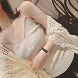 2016年新款韩版修身显瘦竖纹针织打底衫性感吊带简约百搭背心 女
