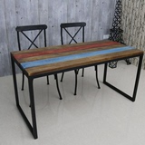 美式LOFT实木餐桌椅组合住宅家具方饭桌复古家用咖啡厅餐厅桌椅