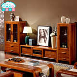 实木电视柜组合橡木客厅家具现代简约中式酒柜地柜矮柜储物柜包邮