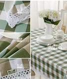 格子地中海茶几台布布艺餐桌全棉小清新田园绿色欧式盖布外贸桌布