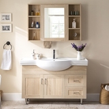 欧式免漆板浴室柜镜柜组合 实木落地卫生间洗手盆洗脸盆储物柜015