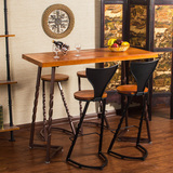 居家创意奶茶餐饮桌椅精品美式铁艺实木吧台靠背酒吧椅吧凳高脚椅
