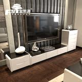 电视柜简约时尚现代烤漆钢化玻璃客厅黑白可伸缩电视机柜茶几组合