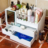 浴室化妆品收纳盒防水 欧式卫生间化妆品抽屉式大号带镜子整理盒