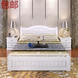包邮白色欧式双人床大床1.8米简约现代实木床松木床1.5米单人床