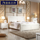 白色全实木床1.51.8米橡木床中式现代纯实木家具高箱体储物床大床