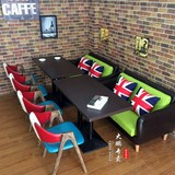 新款简约西餐咖啡厅桌椅奶茶店家用实木餐桌沙发卡座洽谈台