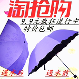 雨伞韩国遇水开花晴雨伞创意黑胶男女三折伞遮阳折叠伞防晒广告伞