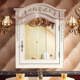 欧式橡木浴室镜柜镜箱组合仿古橡木实木卫生间雕花镜柜储物柜组合