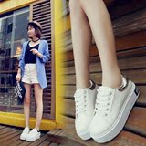 2016春季韩版白色帆布鞋女学生休闲透气厚底运动板鞋潮小白鞋女鞋