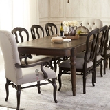 美式乡村复古做旧实木餐厅餐桌椅 方形餐桌欧式橡木家具餐桌定制