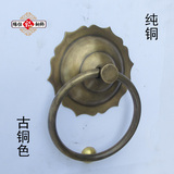仿古中式实木大门纯铜拉手 古典大号圆环敲门器 门拔复古全铜把手