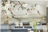 3D电视背景墙墙纸壁纸客厅卧室定制大型壁画现代中式花鸟玉兰花卉
