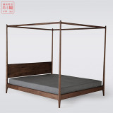 老榆木架子床双人床复古典雅时尚简约双人床1.8米新中式实木家具