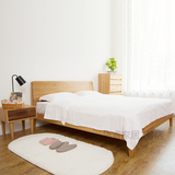 博睿北欧卧室家具现代简约日式创意实木平板床双人靠背橡木床1.8