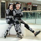 情侣装春装套装2016新款韩版潮运动卫衣大码套头个性时尚印花包邮