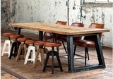 北欧宜家小户型铁艺实木长方形餐桌饭桌西餐厅咖啡厅桌椅饭店餐桌