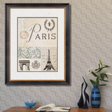 现代简约挂画美式装饰画客厅沙发背景墙画巴黎铁塔壁画复古风格画