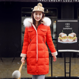 2016冬季新款棉衣女中长款毛领连帽外套修身显瘦大码加厚棉服韩国