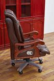 天津电脑椅老板椅真皮按摩可躺办公椅双层坐垫大班椅实木扶手椅子