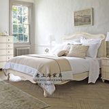 法式乡村仿古做旧实木床欧式美式风格地中海橡木复古雕花软靠床
