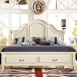 美式床全实木床欧式双人床白色储物床1.8米地中海床简约乡村婚床