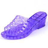 夏季拖鞋女厚底防滑舒适凉拖鞋透明水晶塑料胶女士坡跟高跟室外拖