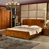 现代简约中式全实木床1.8米储物高箱床双人高档橡胶木床婚床