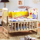 新生儿宝宝BB婴儿床实木无漆环保多功能可折叠变书桌摇篮床带滚轮