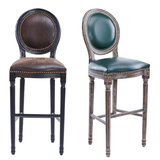 美式欧式实木梦露赫本酒吧椅子 吧台椅 布艺法式复古高脚凳餐椅