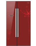 包邮美的对开门冰箱BCD-551WKGM水墨红  钢化玻璃 家用风冷无霜