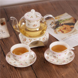 红茶泡花茶壶加热茶杯下午茶花果花草花茶茶具套装玻璃耐热陶瓷壶