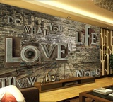 3D个性仿砖酒吧咖啡馆温馨浪漫大型壁画壁纸客厅电视背景墙纸墙布