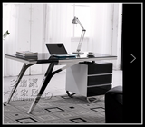 不锈钢个性创意设计书桌 钢化玻璃钢琴烤漆电脑办公桌子 写字台