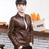 皮衣男装薄款修身夹克机车青年常规修身长袖韩版潮流高档皮质外套