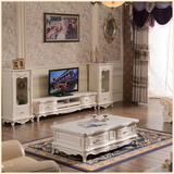 客厅成套家具实木欧式茶几电视柜组合套装白色仿古电视柜茶几组合