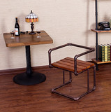 铁艺创意实木水管椅子 咖啡厅奶茶店餐厅餐桌椅子 水管复古造型椅