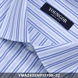 雅戈尔短袖衬衫男士衬衣纯棉免烫蓝色条纹衬衫商务正装SNP13199