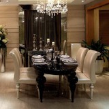 新古典简约后现代餐桌欧式餐桌椅组合样板房实木圆桌法式布艺餐椅