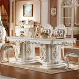 欧式餐桌椅组合天然红龙玉大理石长方桌香槟色描金实木饭桌子特价