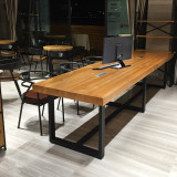 美式loft办公室家具铁艺办公桌工业风长条桌椅复古实木长桌会议桌