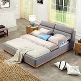 新款北欧布床现代简约小户型可拆洗布艺床1.8米软体实木双人婚床